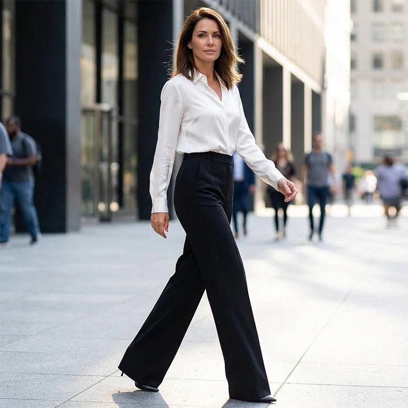 Pantalones de traje de cintura alta para mujer para mujer