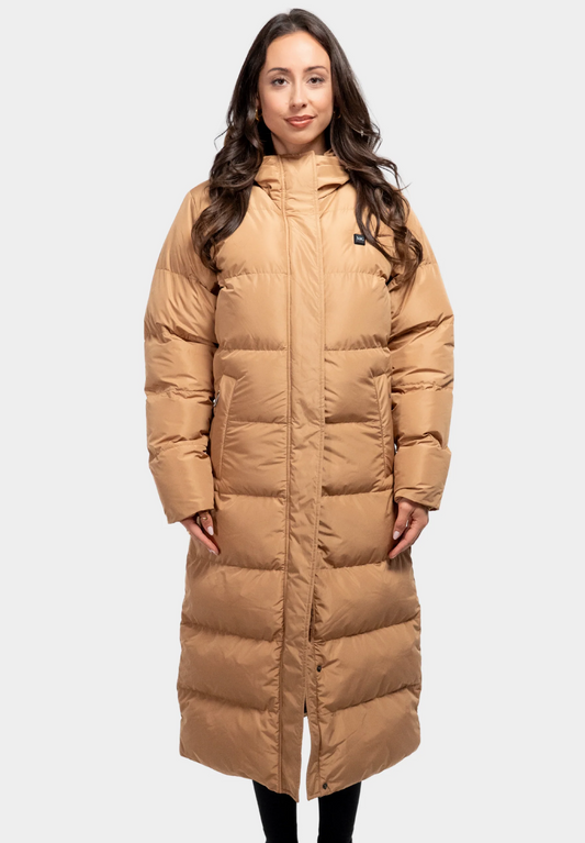 Chaqueta calefactada Monte super larga marrón