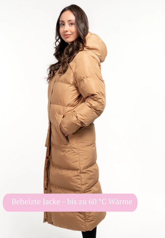 Chaqueta calefactada Monte super larga marrón