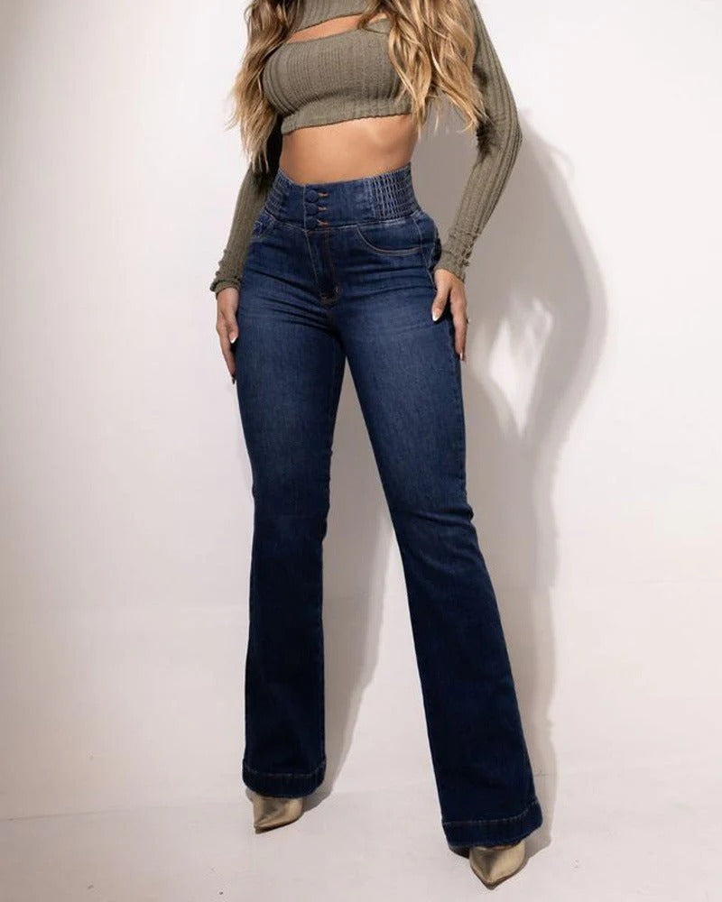 Jeans de Tiro Alto con Corte Recto