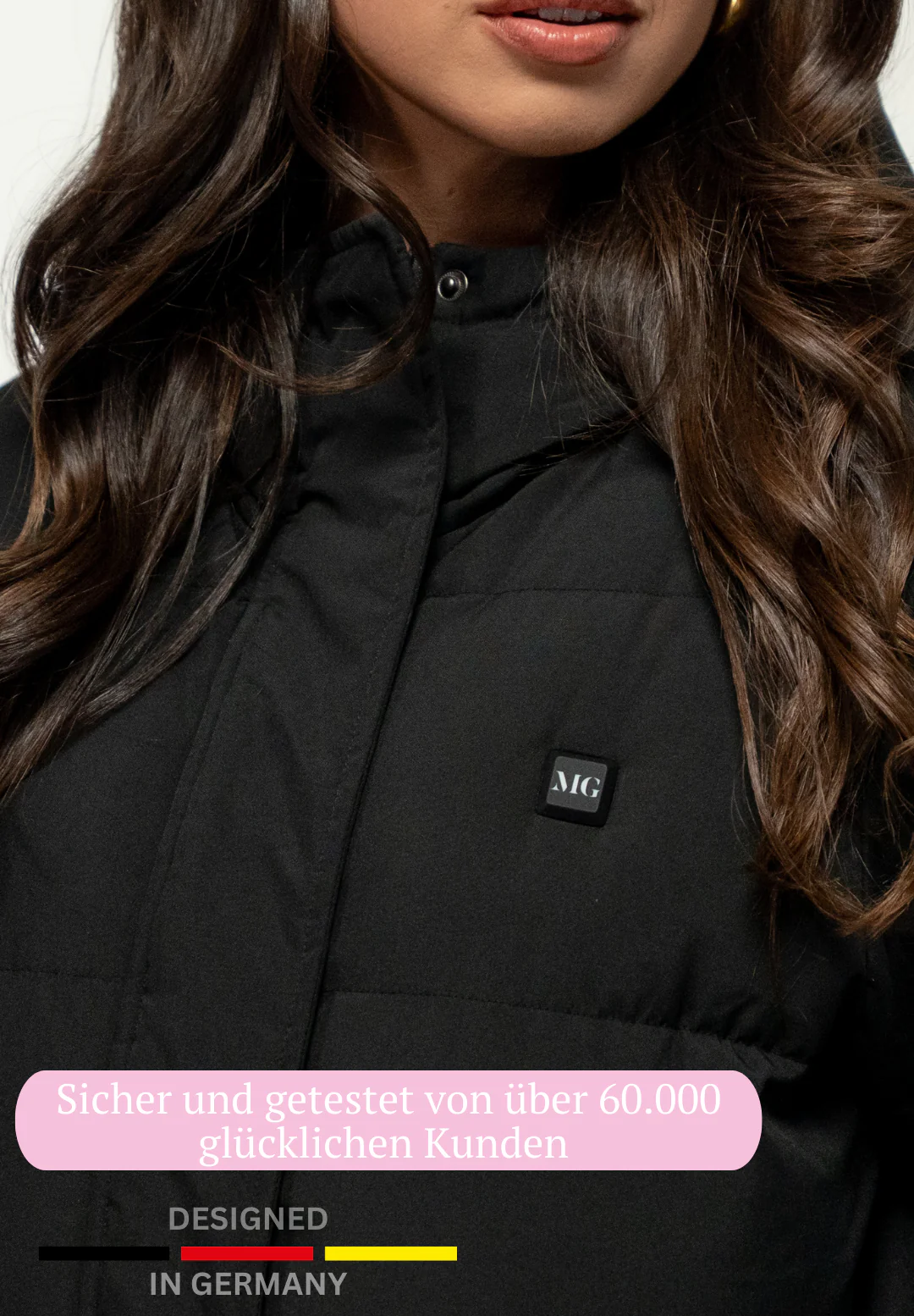 Chaqueta calefactable "Monte" extralarga negra