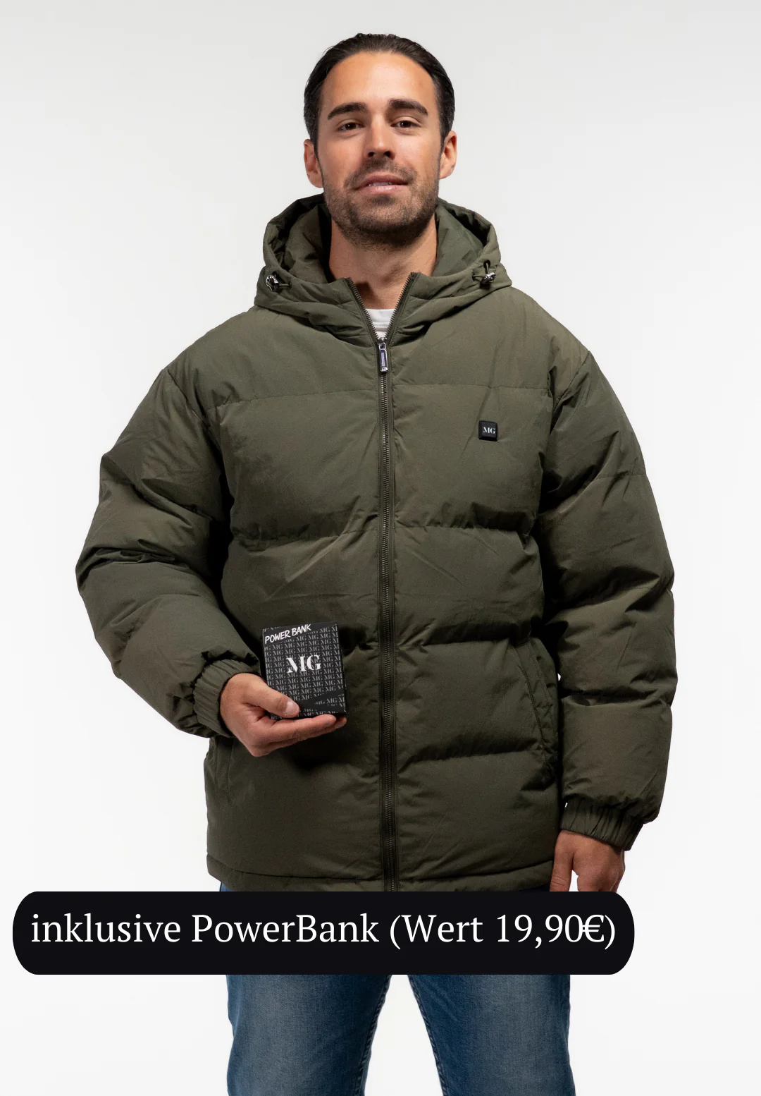 Chaqueta calefactable Monte para hombre color verde oliva